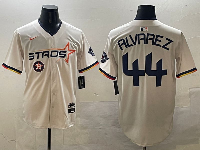 Men Houston Astros 44 Alvarez Cream Three generations Joint Name 2025 Nike MLB Jersey style 9